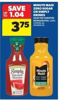 Real Canadian Superstore MINUTE MAID ZERO SUGAR or SIMPLY DRINKS offer