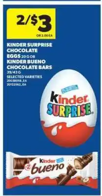 Real Canadian Superstore Kinder Surprise Chocolate Eggs or Kinder Bueno Chocolate Bars offer
