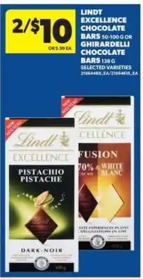 Real Canadian Superstore Lindt Excellence Chocolate Bars or Ghirardelli Chocolate Bars offer