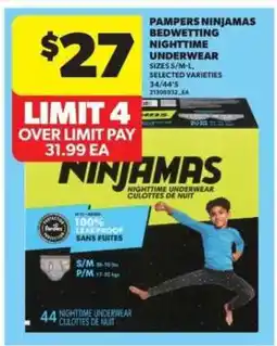 Real Canadian Superstore Pampers Ninjamas Bedwetting Nighttime Underwear offer