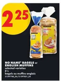 No Frills NO NAME BAGELS or ENGLISH MUFFINS offer