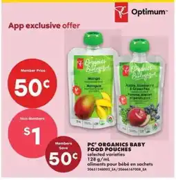 No Frills PC ORGANICS BABY FOOD POUCHES offer