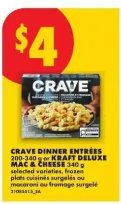 No Frills CRAVE Dinner Entrées or Kraft Deluxe Mac & Cheese offer
