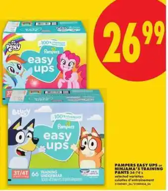 No Frills PAMPERS EASY UPS or NINJAMA'S TRAINING PANTS offer