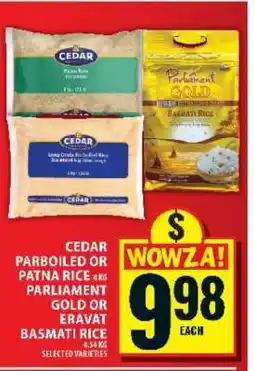 Food Basics Cedar Parboiled or Patna Rice, Parliament Gold or Eravat Basmati Rice offer