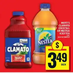 Food Basics Mott's Clamato Cocktail or Nestea Iced Tea offer