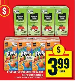Food Basics Five Alive or Minute Maid Juice or Drinks offer