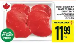 Food Basics Fresh Sirloin Tip Roast or Steak Family Pack offer