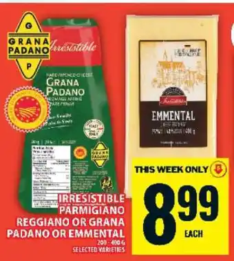 Food Basics Irresistible Parmigiano Reggiano or Grana Padano or Emmental offer