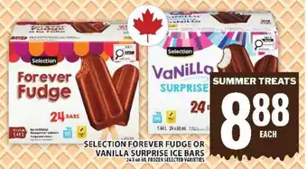 Food Basics SELECTION FOREVER FUDGE OR VANILLA SURPRISE ICE BARS offer