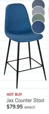 The Brick Jax Counter-Height Stool with Polyester Fabric, 26H, Metal - Blue offer