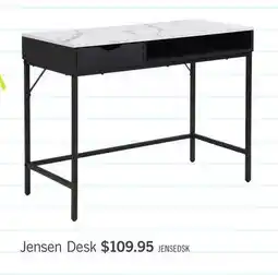 The Brick Jensen 40 Desk with Marble-Look Top and Storage – Black offer