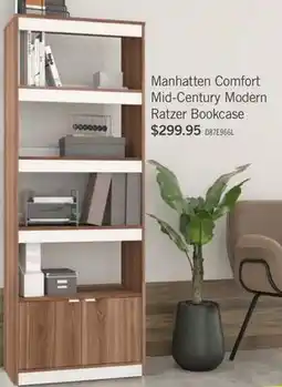 The Brick Manhattan Comfort Mid-Century Modern Ratzer Bookcase with 5 Shelves - Brown & White offer