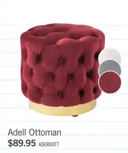 The Brick Adell 17 Round Fabric Ottoman with Gold Base - Red offer