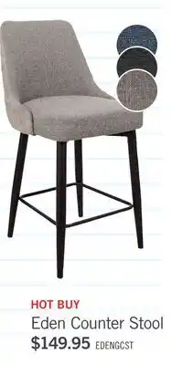 The Brick Eden Counter-Height Stool with Linen-Look Fabric, 25H, Metal - Grey offer