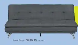 The Brick June 73.2 Linen-Look Fabric Klik Klak Futon with Metal Legs and Tufting - Grey offer