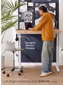 The Brick Loft 47.24 Height-Adjustable Office Desk with Storage and Wireless Charging - Natural offer