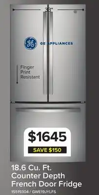 Leon's GE 33 18.6 Cu. Ft. Fingerprint Resistant Counter-Depth French Door Refrigerator - GWE19JYLFS offer