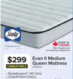 Leon's Sealy Essentials Evan II Medium Queen Mattress offer