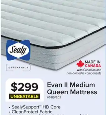 Leon's Sealy Essentials Evan II Medium Queen Mattress offer