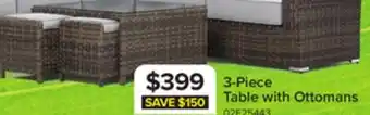Leon's Whispering Pine Outdoor Coffee Table with 2 Ottomans - Dark Grey offer
