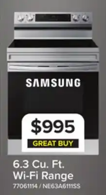 Leon's Samsung Stainless Steel Freestanding Electric Range with Wi-Fi (6.3 Cu.Ft) - NE63A6111SS/AC offer