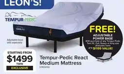 Leon's Tempur-Pedic React 2.0 Medium Twin Mattress 10 inches offer