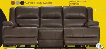 Leon's Allie Leather Dual Power Reclining Sofa - Mocha offer
