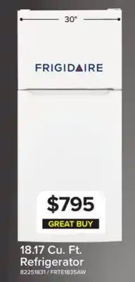 Leon's Frigidaire 29.5 18.17 Cu. Ft. White Top-Freezer Refrigerator - FRTE1835AW offer