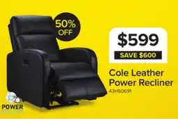 Leon's Cole Leather Power Recliner - Black offer