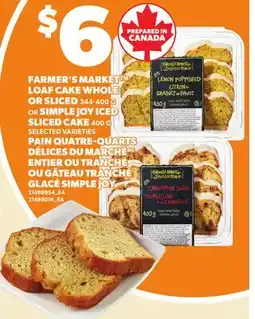 Independent City Market FARMER'S MARKET LOAF CAKE WHOLE OR SLICED, 344-400 G OR SIMPLE JOY ICED SLICED CAKE, 400 G offer