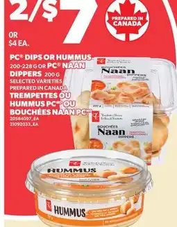 Independent City Market PC DIPS OR HUMMUS 200-228 G OR PC NAAN DIPPERS 200G offer