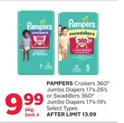 Rexall PAMPERS Cruisers 360° Jumbo Diapers 17's-26's or Swaddlers 360° Jumbo Diapers 17's-19's offer