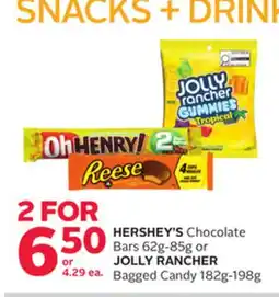 Rexall HERSHEY'S Chocolate Bars 62g-85g or JOLLY RANCHER Bagged Candy 182g-198g offer