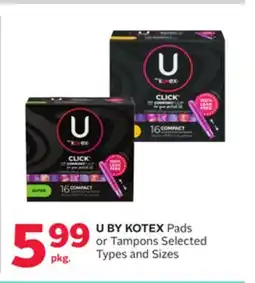 Rexall U BY KOTEX Pads or Tampons offer