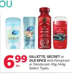 Rexall GILLETTE, SECRET or OLD SPICE Anti-Perspirant or Deodorant offer