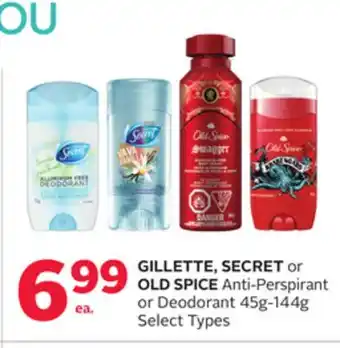 Rexall GILLETTE, SECRET or OLD SPICE Anti-Perspirant or Deodorant offer