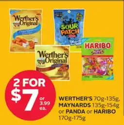 Rexall WERTHER'S 70g-135g, MAYNARDS 135g-154g or PANDA or HARIBO 170g-175g offer