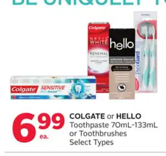 Rexall COLGATE or HELLO Toothpaste or Toothbrushes offer