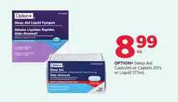 Rexall OPTION+ Sleep Aid Capsules or Caplets 20's or Liquid 177mL offer