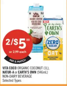 Shoppers Drug Mart VITA COCO ORGANIC COCONUT (1L), NATUR-A or EARTH'S OWN (946mL) NON-DAIRY BEVERAGE offer