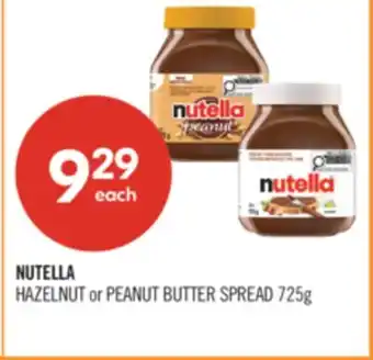 Shoppers Drug Mart NUTELLA HAZELNUT or PEANUT BUTTER SPREAD offer