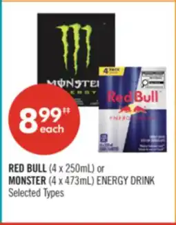 Shoppers Drug Mart RED BULL (4 x 250mL) or MONSTER (4 x 473mL) ENERGY DRINK offer