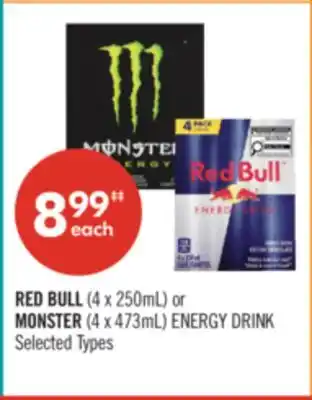 Shoppers Drug Mart RED BULL (4 x 250mL) or MONSTER (4 x 473mL) ENERGY DRINK offer