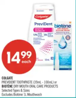 Shoppers Drug Mart COLGATE PREVIDENT TOOTHPASTE (39ml - 100m) or BIOTÈNE DRY MOUTH ORAL CARE PRODUCTS offer