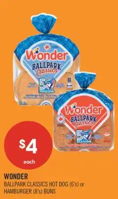 Shoppers Drug Mart WONDER BALLPARK CLASSICS HOT DOG (6's) or HAMBURGER (8's) BUNS offer