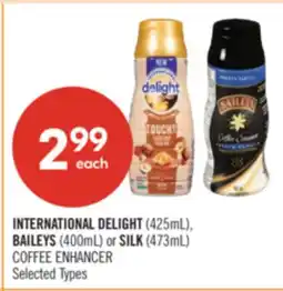 Shoppers Drug Mart INTERNATIONAL DELIGHT (425mL), BAILEYS (400mL) or SILK (473mL) COFFEE ENHANCER offer