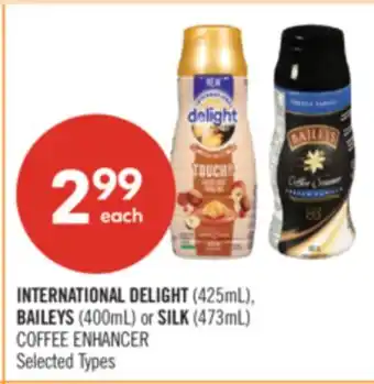 Shoppers Drug Mart INTERNATIONAL DELIGHT (425mL), BAILEYS (400mL) or SILK (473mL) COFFEE ENHANCER offer