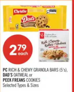 Shoppers Drug Mart PC RICH & CHEWY GRANOLA BARS (5's), DAD'S OATMEAL or PEEK FREANS COOKIES offer