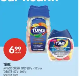 Shoppers Drug Mart TUMS ANTACID CHEWY BITES (28's - 32's) or TABLETS (60's - 100's) offer